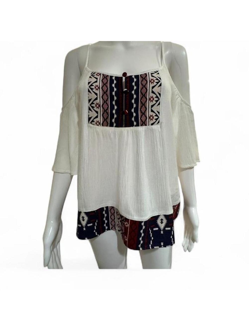 Women's Blue and White Blous